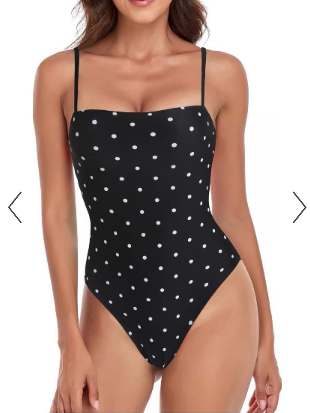 Relleciga Black Polka Dot One-Piece Swimsuit with Straps XL New With Tags